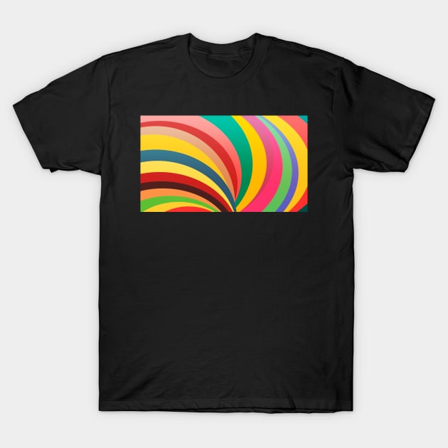 Colorful curves, rainbow print, oval shape print T-Shirt by KINKDesign